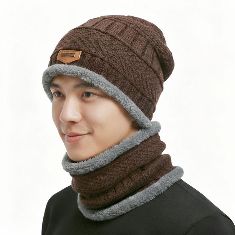 Winter Warm Knitted Hats Scarf Set Warm Beanies Wool Knit Caps Men Women Outdoor Cycling Ski Cold Protection Neck Mask Hat