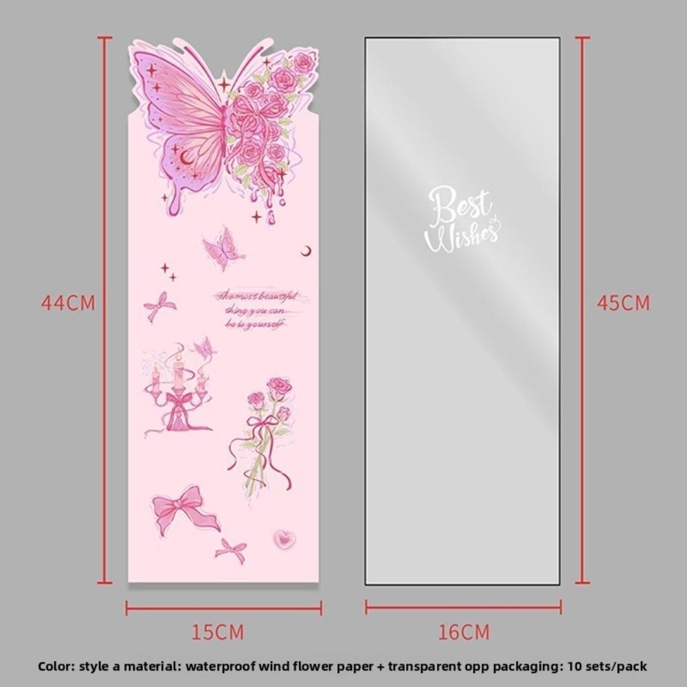 10pcs Butterfly Flower Packaging Bag Waterproof Transparent Flower Wrapping Packa DIY Floral Material Packaging