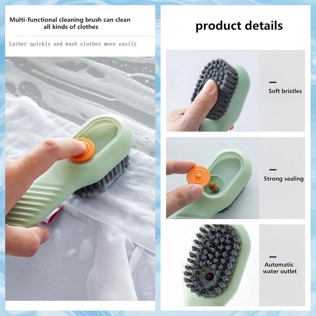Multifunctional Liquid Dispensing Shoe Brush One Hand Press Cleaner for Sneakers Boots Household Laundry Scrubbing Tool
