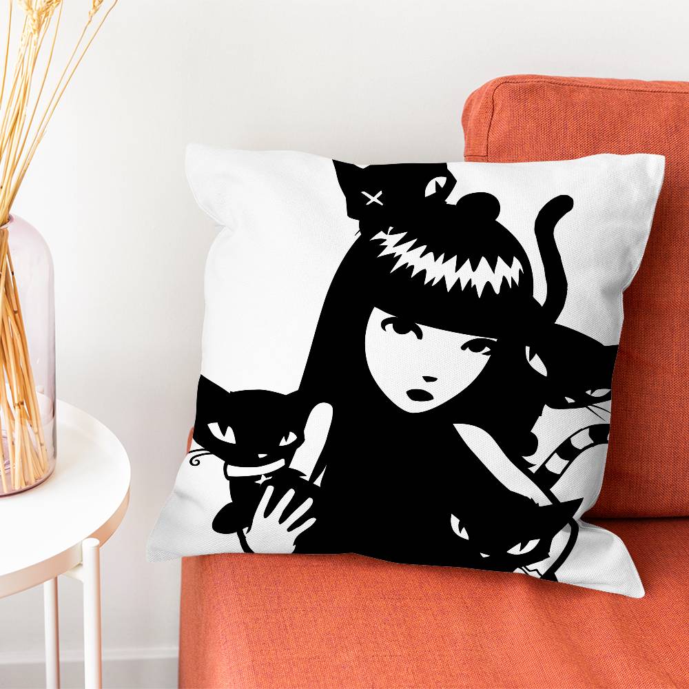 EEmily The Strange Pillow Case Plush Fabric Soft Pillowcase Double Sided Print Cushion Cover Household Gifts