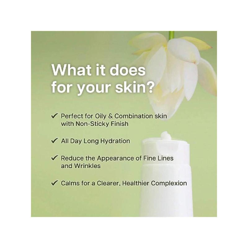Rovectin Calming Lotus Water Cream 60ml/Lightweight Moisturizer Face Cream For Oily, Combination Skin | 75% Lotus Water Extract For Skin Purifying