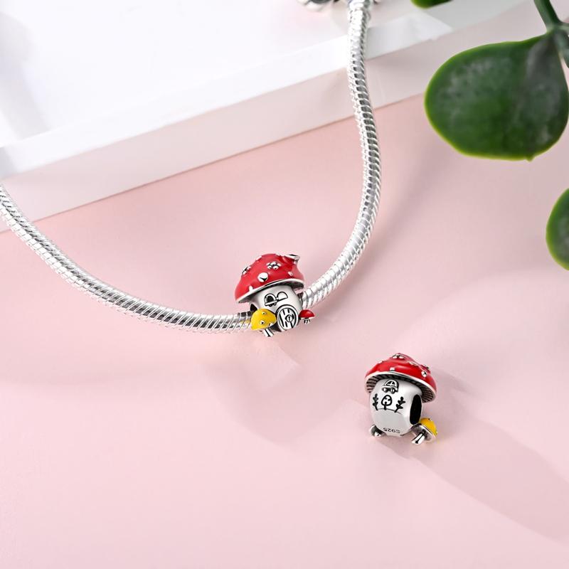 Mushroom House Bead Copper Dangle Pendant Fit Bangle Bracelet Necklace Diy Jewelry