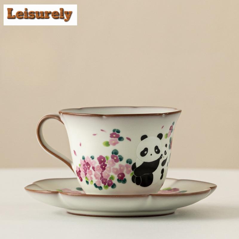 Pig Fat Frozen Panda Coffee Mug With Plate Breakfast Mug Afternoon Tea Mug Cup Saucer Kit Office Water Cup Cafes Ornaments Craft