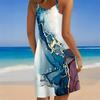 Robe de Plage pour Femme Mini Robe Imprimé Décontractée Moderne Robe Sans Manches Coupe Ample Extérieur Quotidien Été