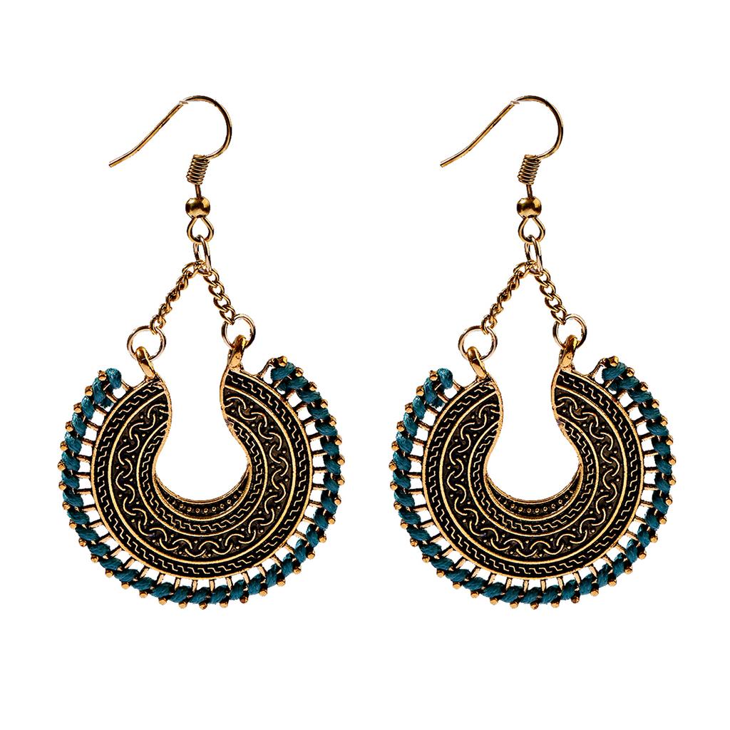 Indian Jhumka Zircon Vintage Bell Tassel Earring Boho Antique Ethnic copper Plated Drop Hanging Earrings For Women Pendientes