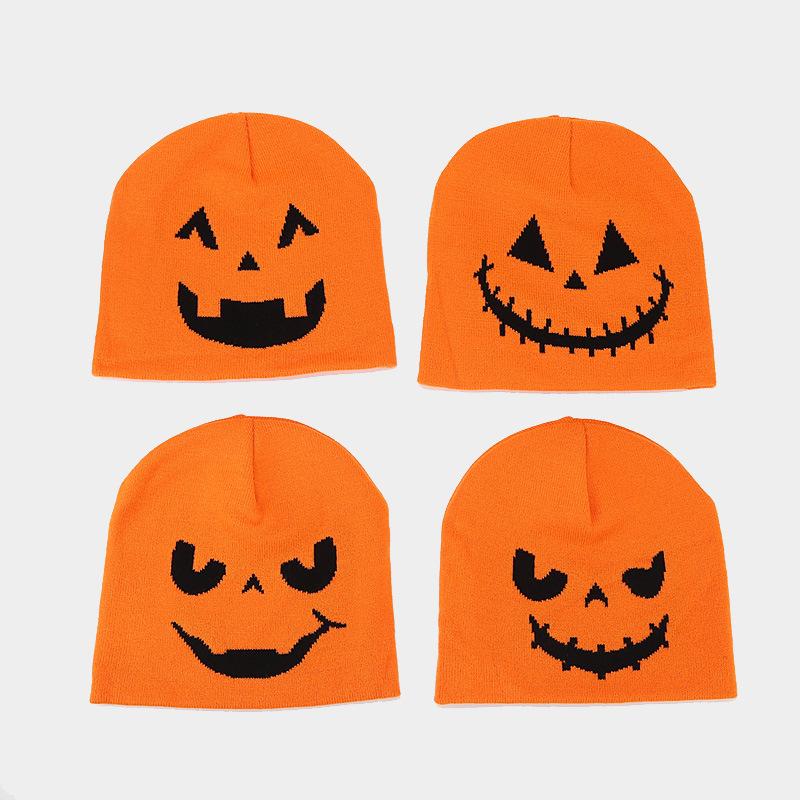 Autumn and Winter New Halloween Pumpkin Skull Jacquard Knitted Hat Festive Personality Funny Warm Wool Hat