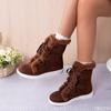 Fashion Winter flat lace up snow boots new women's thick cold resistant warm simple comfortable versatile women's cotton shoes