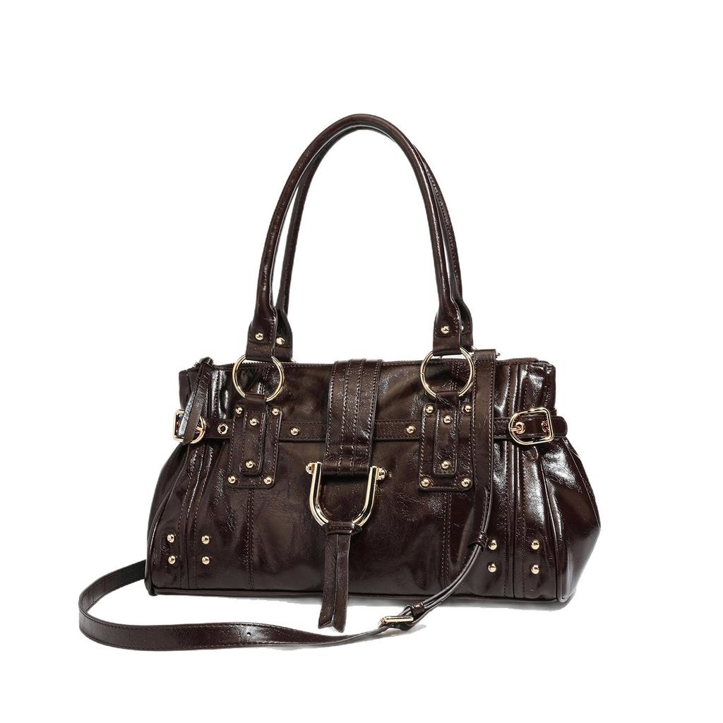 2026 Summer New Retro Rivet Large Capacity Commuter Underarm Tote Bag Shoulder Bag