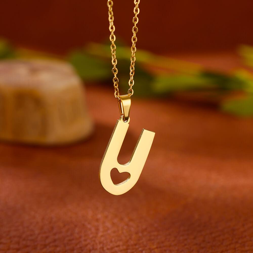 Stainless Steel Heart Initial Letter Necklace for Women Gold Plated Alphabet Pendant Necklaces Vintage Waterproof Jewelry Gifts
