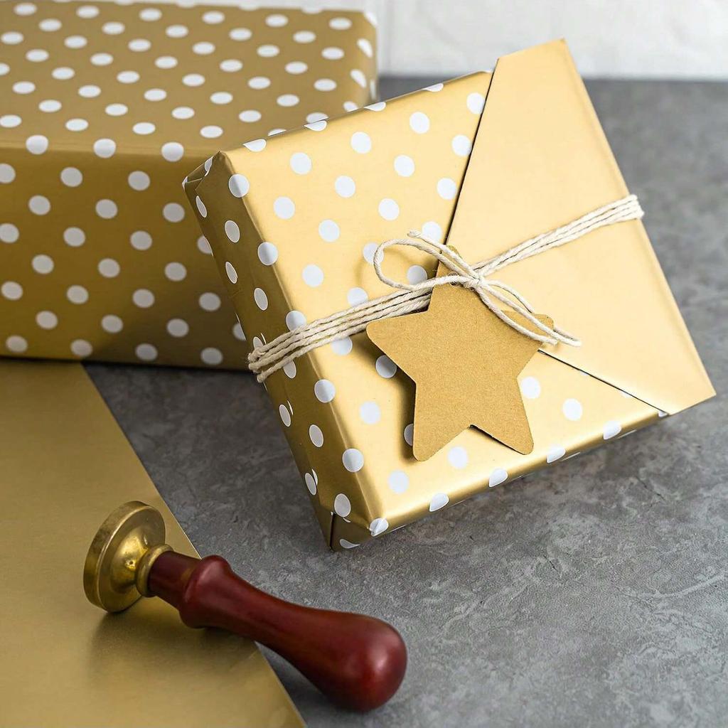 1 Roll of Polka Dot Pattern Wrapping Paper with Gold Print Design, Suitable for Birthday, Festival, Wedding, Party
