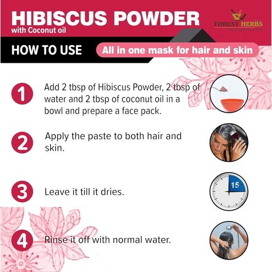 The Forest Herbs Natural Care From Nature Pure Hibiscus Flower Powder 200g (Pack Of 1) | Ideal for Hair pack, Face pack, Eating, and Hibiscus tea