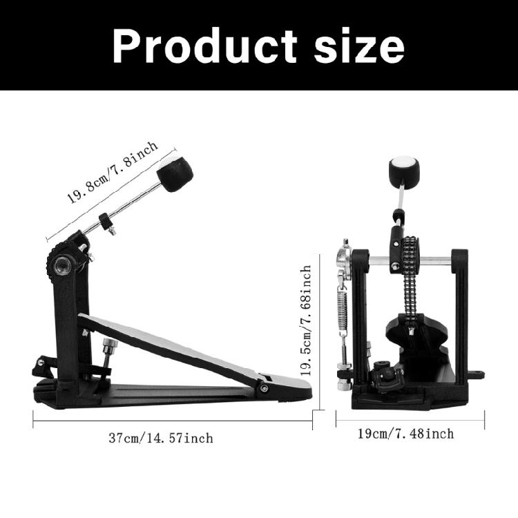 Double Chain Bass Drum Pedal Metal Construction Nonslip Rubber Base Drum Set Part Drum Kick Pedal for Powerful Strokes