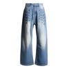 Spring Niche Street Rivet Button Relax Wide Leg Denim Pants For Women Casual Pants Oversize Denim Trousers
