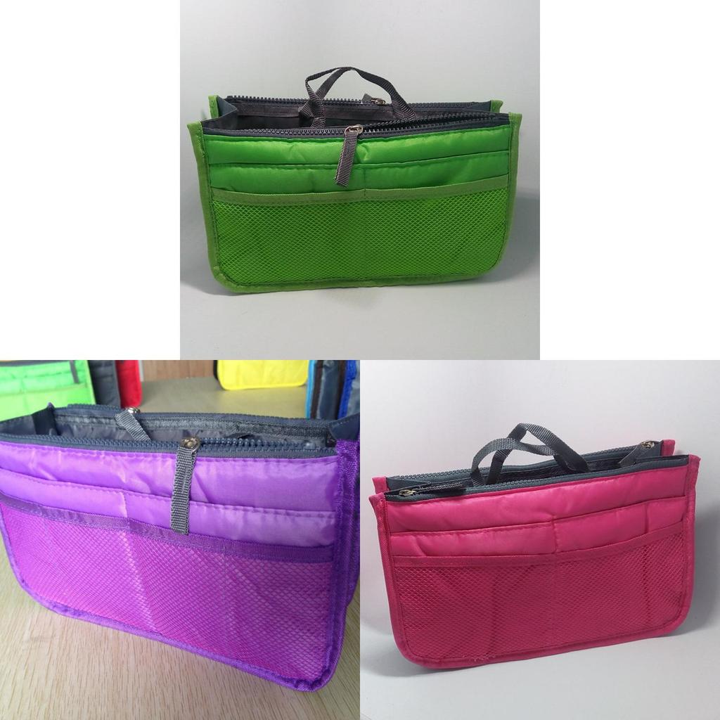 Multicolor Polyester Travel Makeup Bag With Double Zippers For Organizing Cosmetics And Toiletries