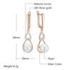 Luxury  Rose Gold Color Drop English Earrings For Women Unique Geometric Pearl Earrings Bridal Wedding Jewelry  New