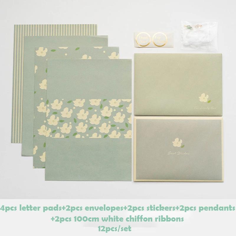 12pc/set Ins Floral Envelopes Kawaii Letter Pads DIY Wedding Party Invitations Cards Envelopes with Stickers Korean Stationery