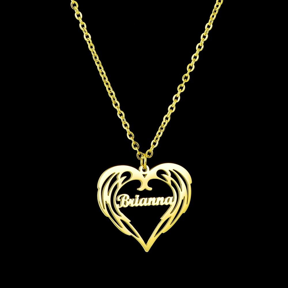 Atoztide Custom Name Necklace Personalized Butterfly Fashion Stainless Steel Pendant Heart Letter One Hole Chain for Women Gift