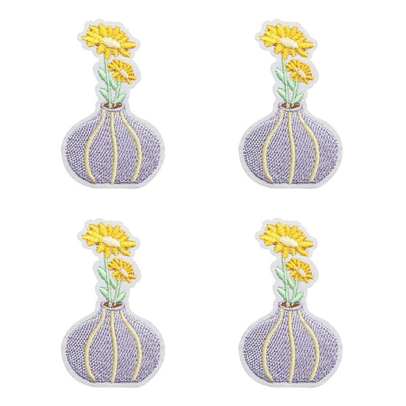 10pcs Lots Colorful Cartoon Embroidery Patches Rain Boot Pot Plant Iron On Patches For Clothing Morning Glory Patch On Clothes