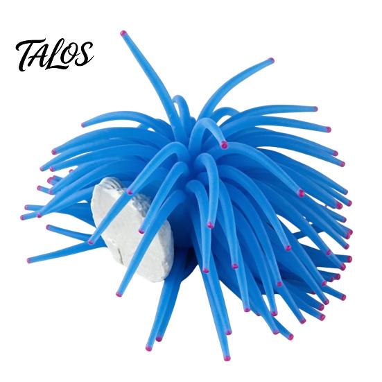 Aquarium Scenery Accessory Silicone Sea Anemone, Realistic Blue Actinian, Fish Tank Stable Decoration Ornament, Flexible Actinia for Seawater