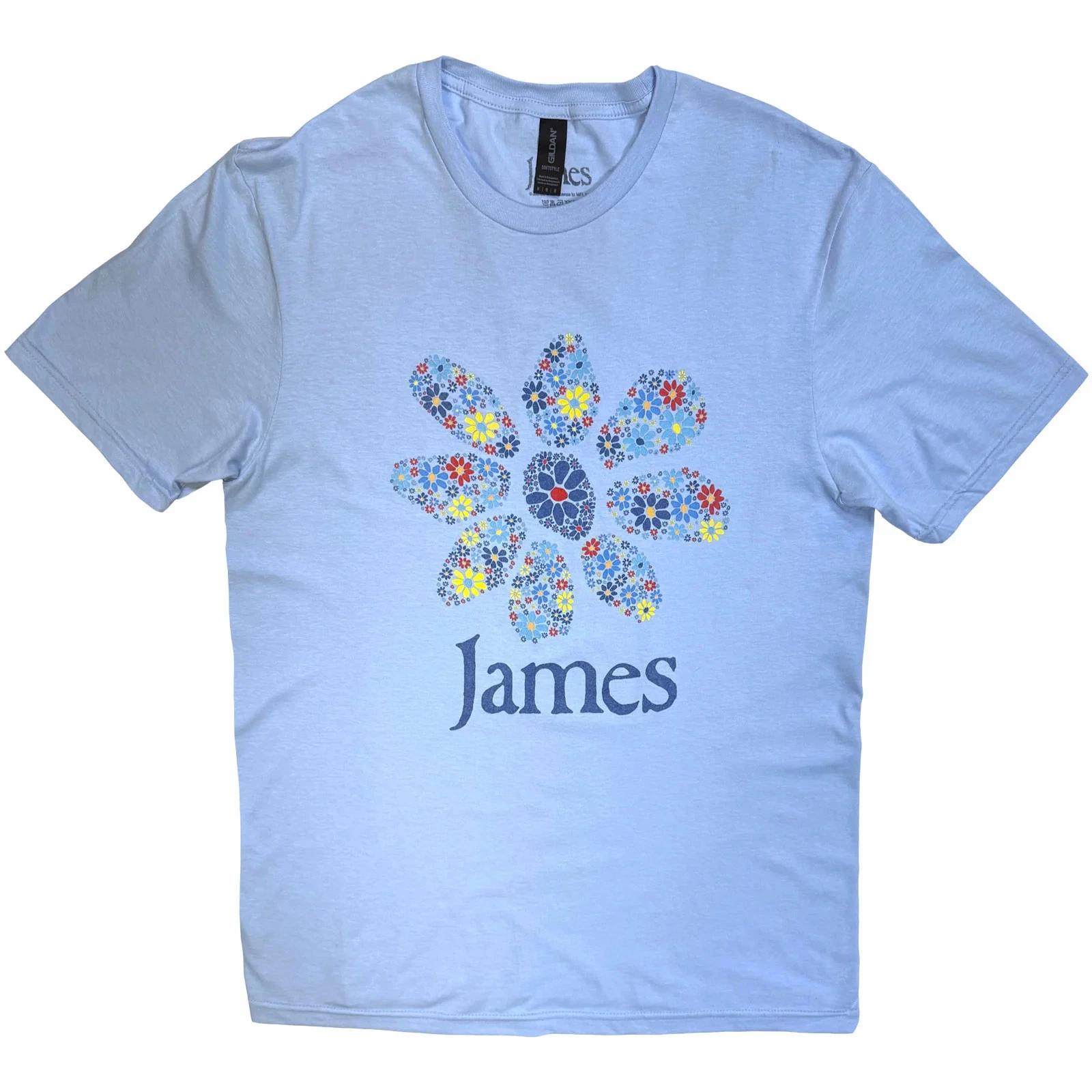 James T-Shirt: Multiple Daisy Logo (Light Blue) OFFICIAL NEW XL