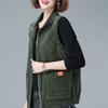 Spring and Autumn Middle-aged Vest Female Mothers Wear Lapel Outer Wear Corduroy Vest Solid Color Sleeveless Jacket