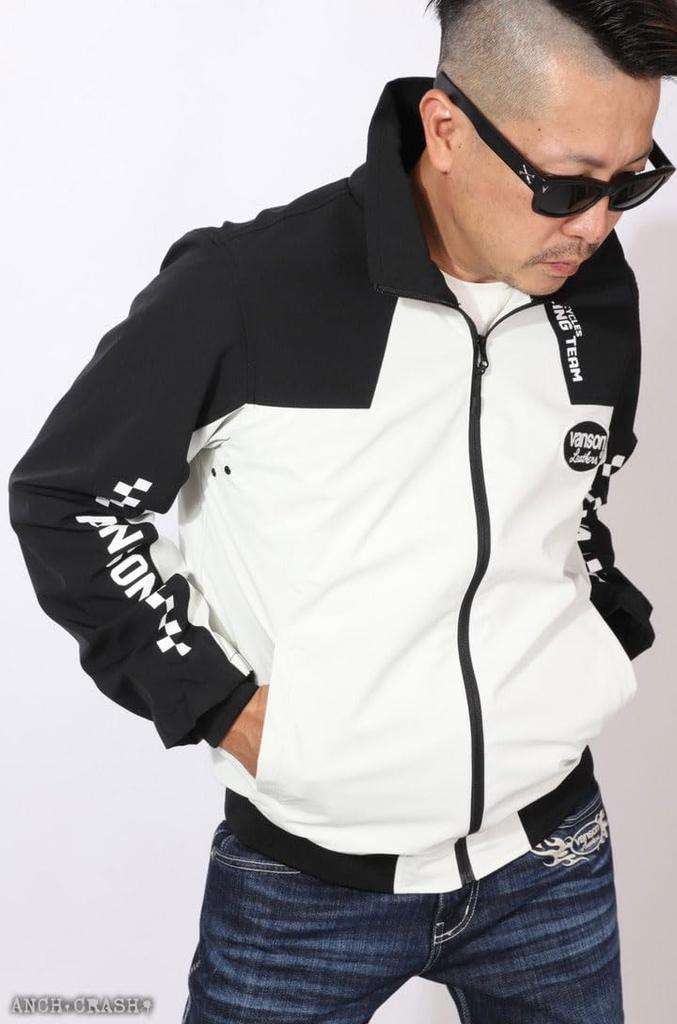 stretch ZIP jacket Lined type Highly water resistant Highly water repellent Black x M [Banson] Three-layer NVSZ-2407 Off-white