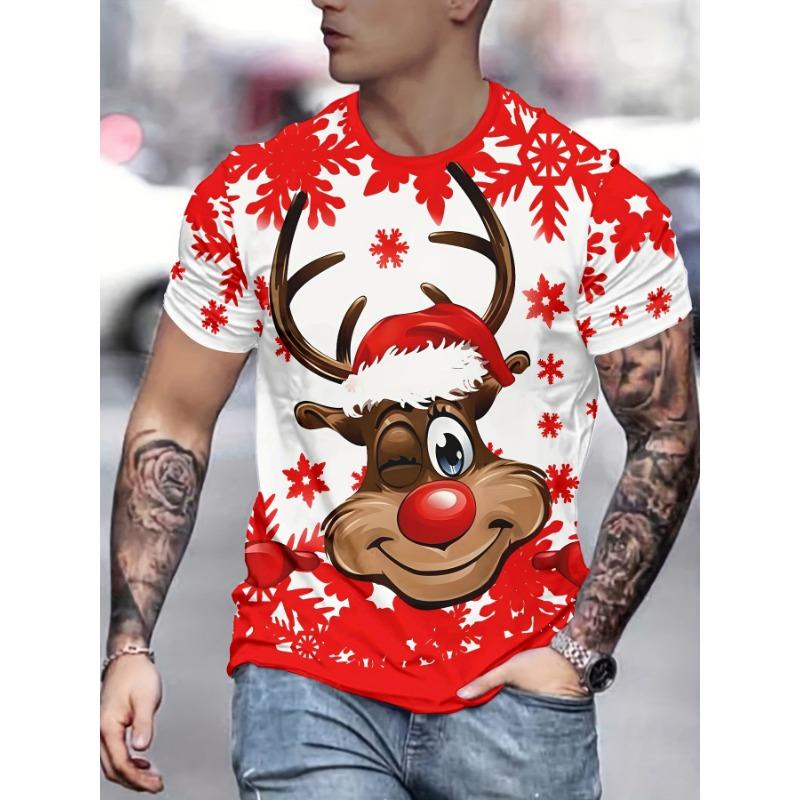 Christmas 3D Santa Claus Print T Shirt for Men Casual Short Sleeve Tee Shirts Fashion O-Neck Top New Year Gift Oversized T-Shirt