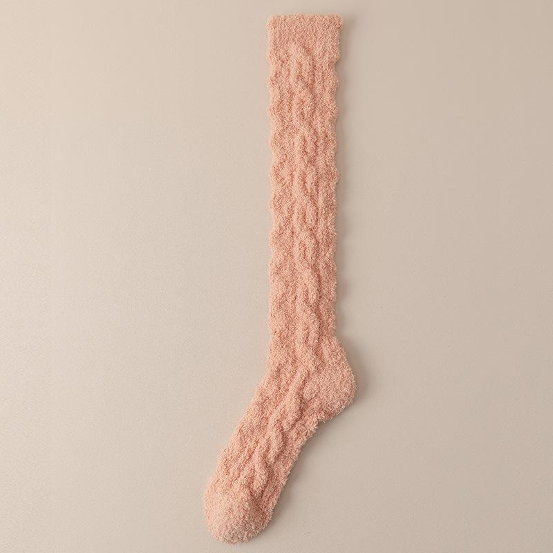 Women's Coral Fleece Knee-High Warm Socks - Velvet Lined, Non-Shedding, Thick for Autumn & Winter