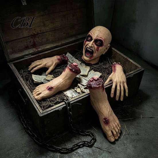 Gruselige Zombie-Requisiten 5 Stück Halloween-Körperteile-Requisite, Realistisches Set aus zerbrochenem Kopf, Händen, Füßen, Geheimgang-Escape-Dekoration, Blutige abgetrennte Tote für den Außenbereich