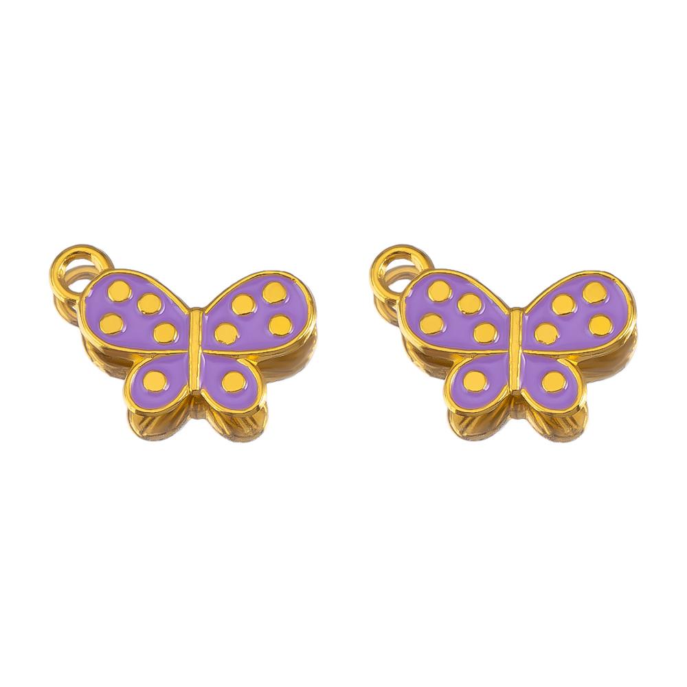2pcs Stainless Steel 304 Multi-Design Enamel Pendant Lavender Purple Series For DIY Necklace Earrings Jewelry Findings Accessory