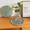 30/36cm Ethnic Style Color Handmade Rattan Tray Round Heat-resistant Teapot Pad Hotel Home Decor Dining Table Heat-insulate Pad