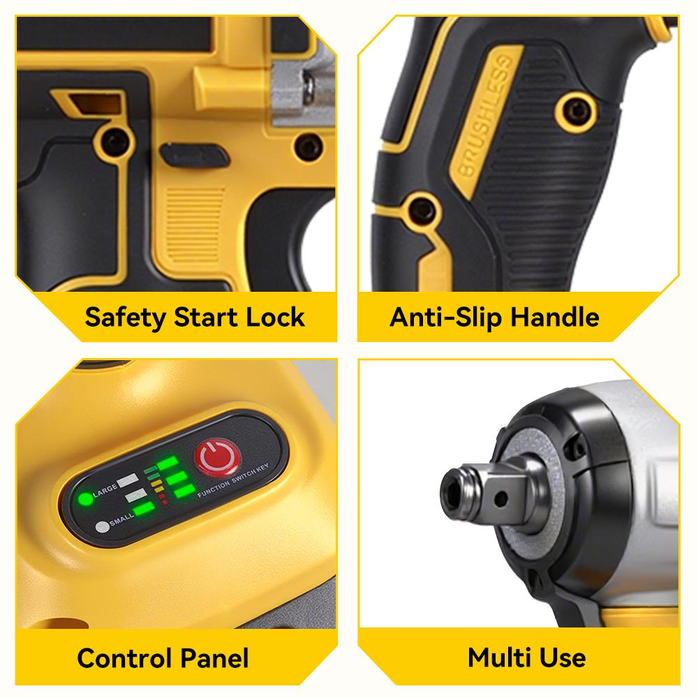 MELLWIN 520N.M Bürstenloser Elektrischer Schraubenschlüssel 3-IN-1 Akku-Schlagschrauber Elektroschrauber Bohrmaschine Für Makita 18V Akku Stift
