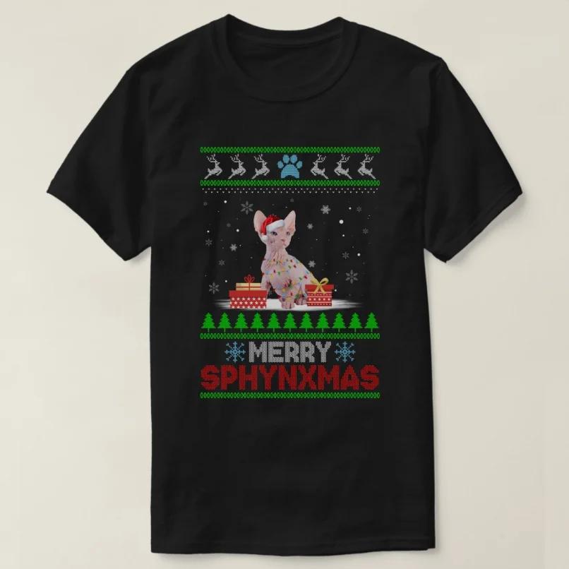 

Merry Christmas Sphynx Cat Xmas Santa Funny Cat Loves T-Shirt 100% Cotton O-Neck Short Sleeve Casual Mens T-shirt Size S-3XL 4XL