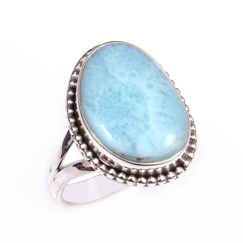 Natural Republic Larimar Gemstone 925 Solid Sterling Silver Gift Ring S.7 q2P43