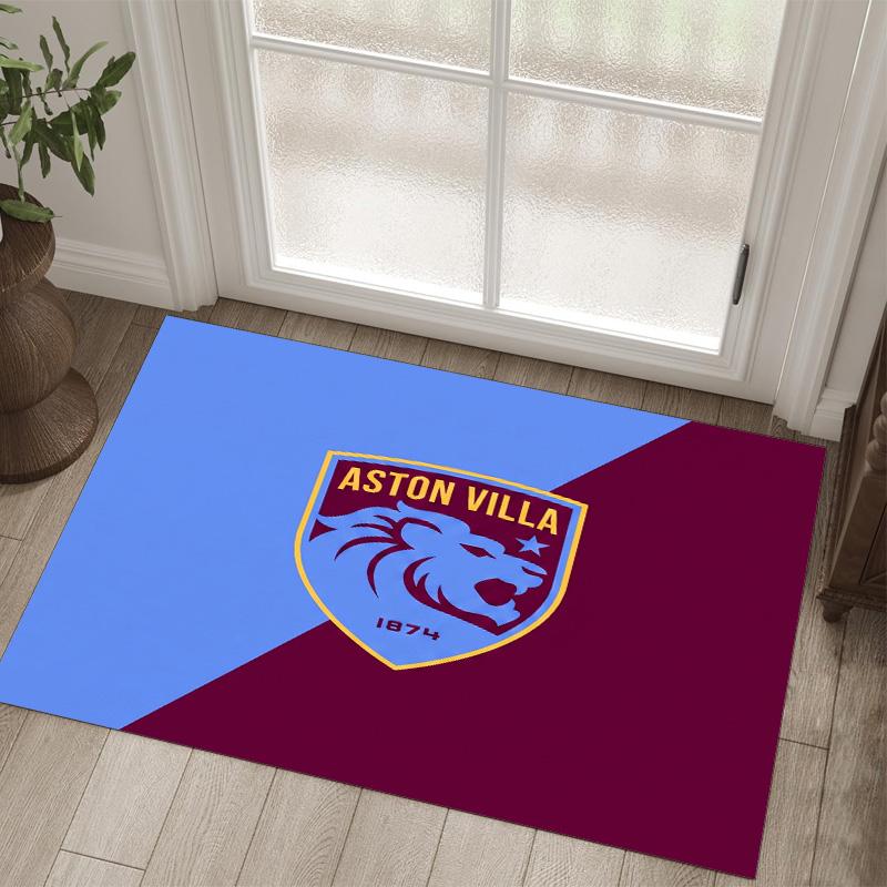 Aston Villa Football Design Crystal Velvet Carpet Cozy Non?Slip Printed Rug For Bedroom Living Room Entrance