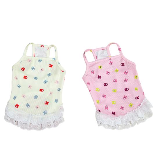 Cute Small Dog Dress Lace Ruffle Trim Girl Dog Tutu Dress Soft Breathable Puppy Vest Summer Pet Outfits for Small Dogs Cats