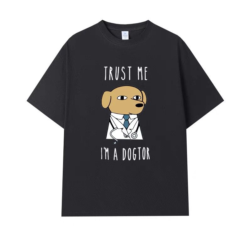 

Summer Fun Doctor DOGTORdogtor Doctor s Short-sleeved T-shirt for Men and Women, Pure Cotton 2D Pain-relieving Clothes 4XL