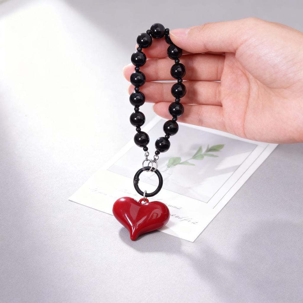 Heart-Shaped Chain Pendant Phone Case & Wrist Strap with Lanyard