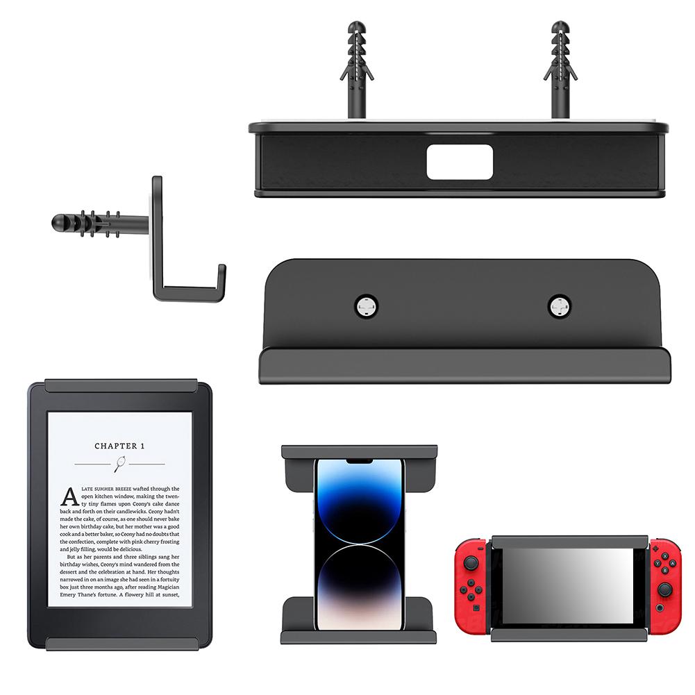 2 szt. Uchwyt ścienny mocowany na klej lub śrubę stabilizującą, uchwyt na tablet/telefon komórkowy/e-czytnik/pilot