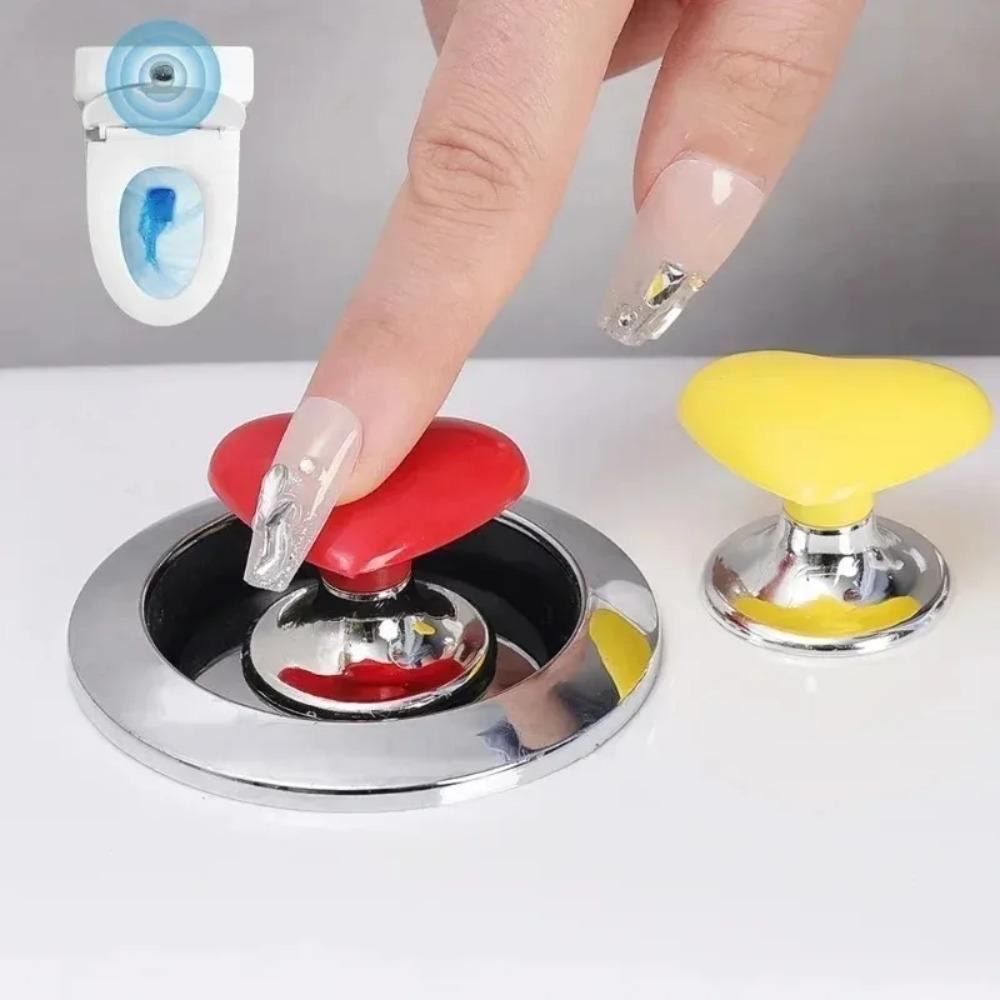 4pcs Heart Shaped Toilet Press Creative Love Colorful Toilet Button Nail Protector Water Press Flush Button Bathroom Supplies