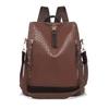 Women's Woven Soft Leather Backpack Large Capacity Color Contrast Multi-Purpose Travel Backpack