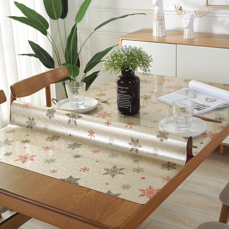 Thickened Tablecloth Waterproof, Oil-Proof And Anti-Scalding Leave-In Pvc Coffee Table Tablecloth Dining Table Mat Frosted Crystal Plate Soft Glass