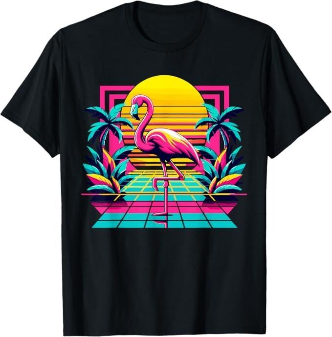 Pink Flamingo Palm Trees Tropical Summer T-Shirt Unisex T-Shirt XXXXL