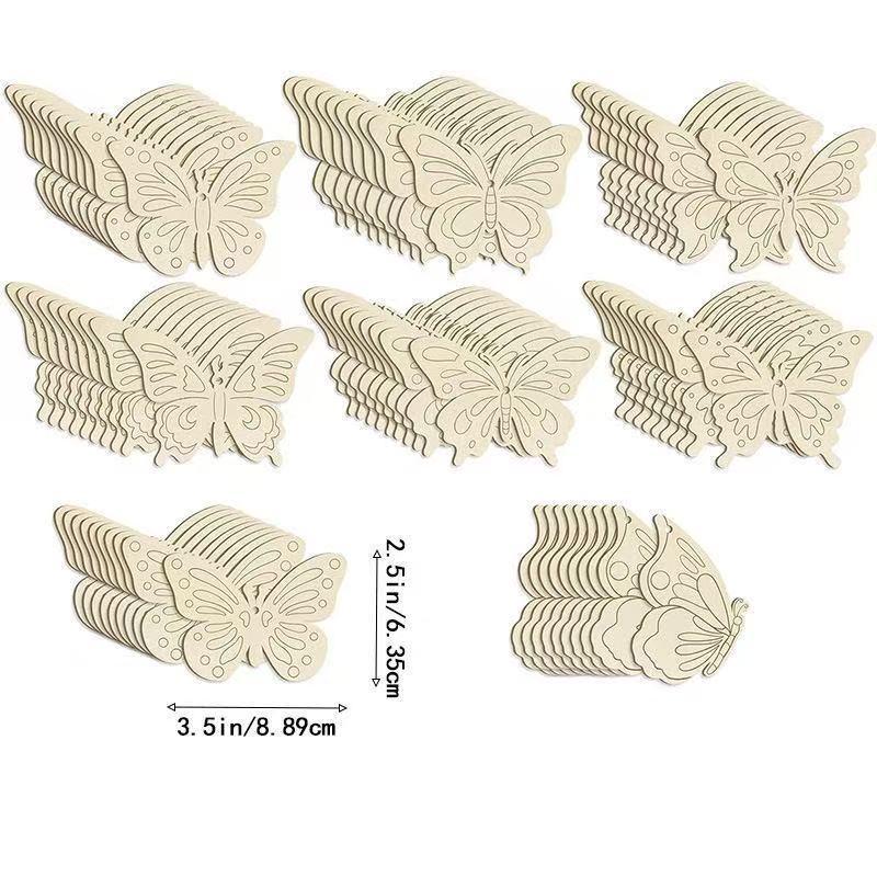 DIY Wooden Hanging Ornaments: Butterfly, Snail, Insect, and Flower Shapes - Hand-Painted Wood Slices Decoration