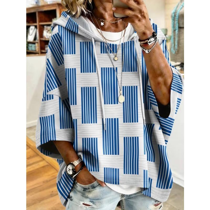 Damen Kapuzenpullover in Übergröße, Elegantes Bequemes Einfaches Muster Print, Modisch und Vielseitig