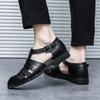 Sommer Trend Neue Herren Gladiatoren Schwarz Weiß Slip On Lackleder Freizeitschuhe Atmungsaktive Strandsandalen Outdoor Hausschuhe 38-46