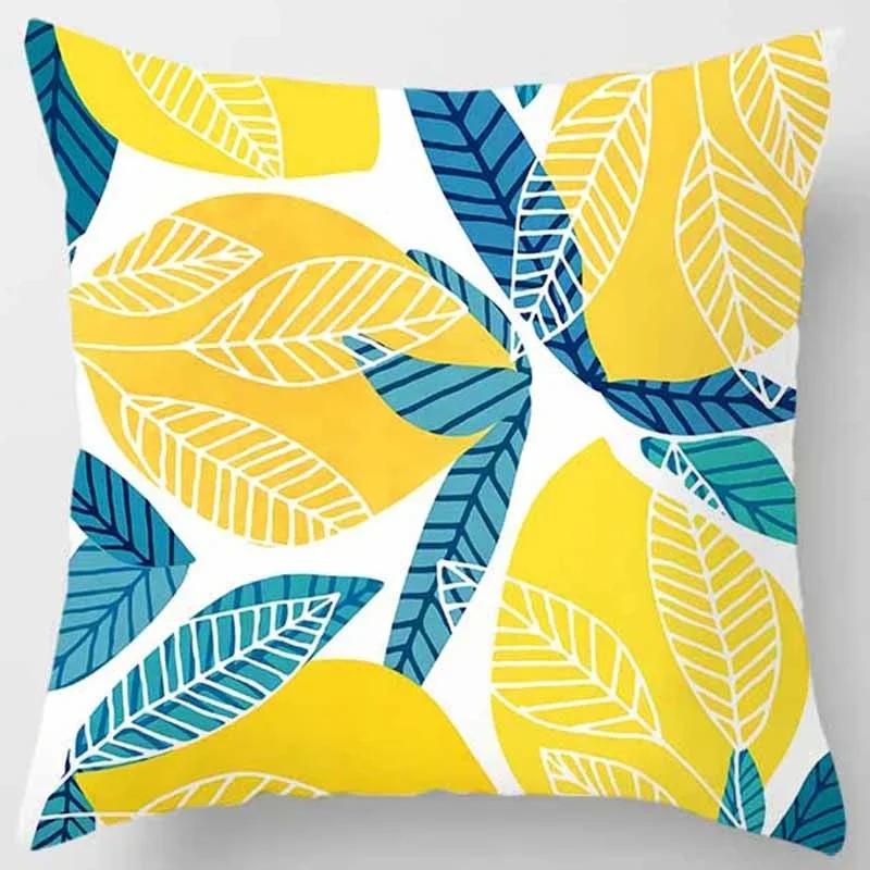 Fashion Yellow Decorative Pillowcase, Living Room Sofa Office Seat Waist Cushion  Cover  Aesthetic Home Decoration