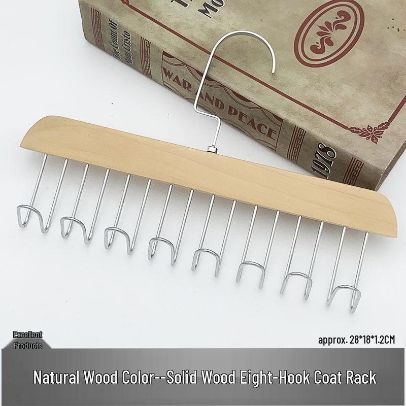 

Многофункциональная вешалка из массива дерева: 8 крючков для маек, бюстгальтеров, галстуков, сумок и сушки Bulk