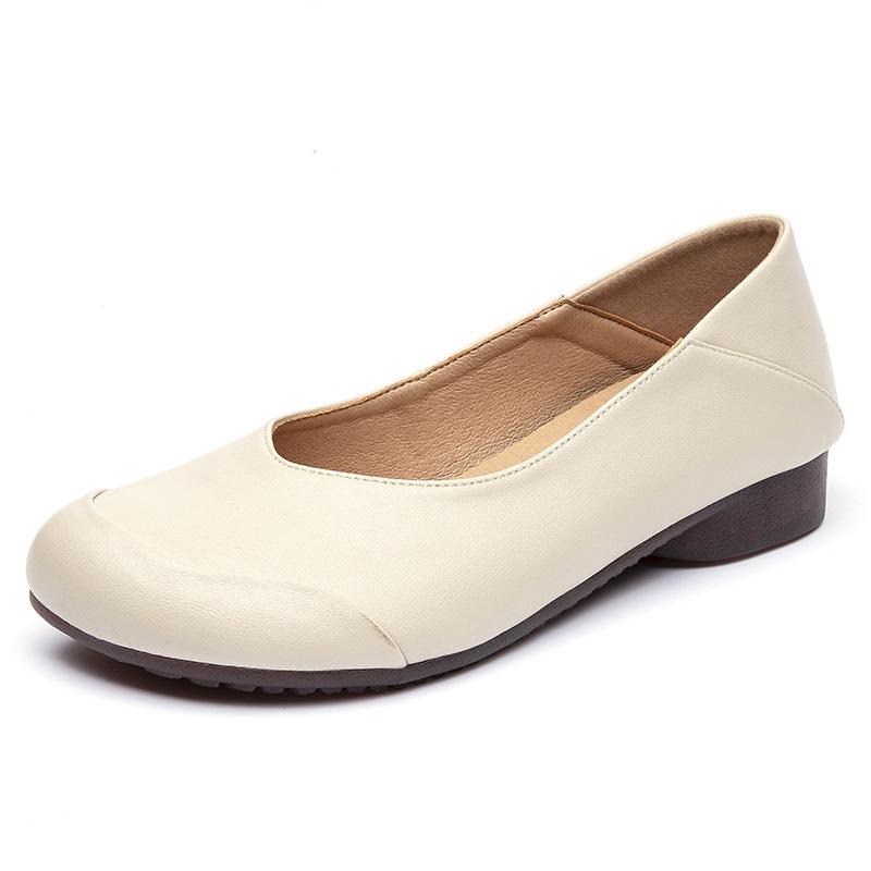 Single Shoes Female Spring Breathable New Simple Wind Commuter Flat Bottom Slip-On Square Head Shallow Mouth Casual Lazy Shoes