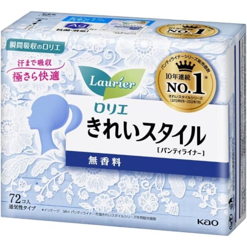 Laurier Kirei Style Panty Liners, Unscented, 72 Count + Bonus Kunutonn Original Logo